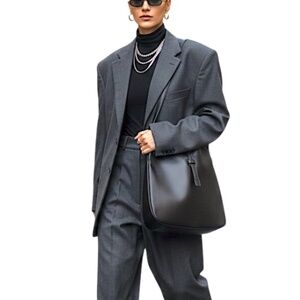 Co-Lab Montreal minimalist black vegan leather crossbody tote long shoulder bag